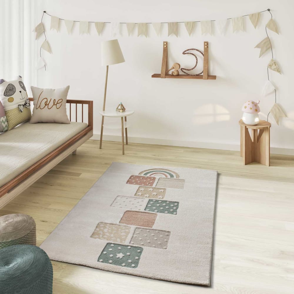 Tapis enfant marelle blanc/multicolore, 120x170 cm