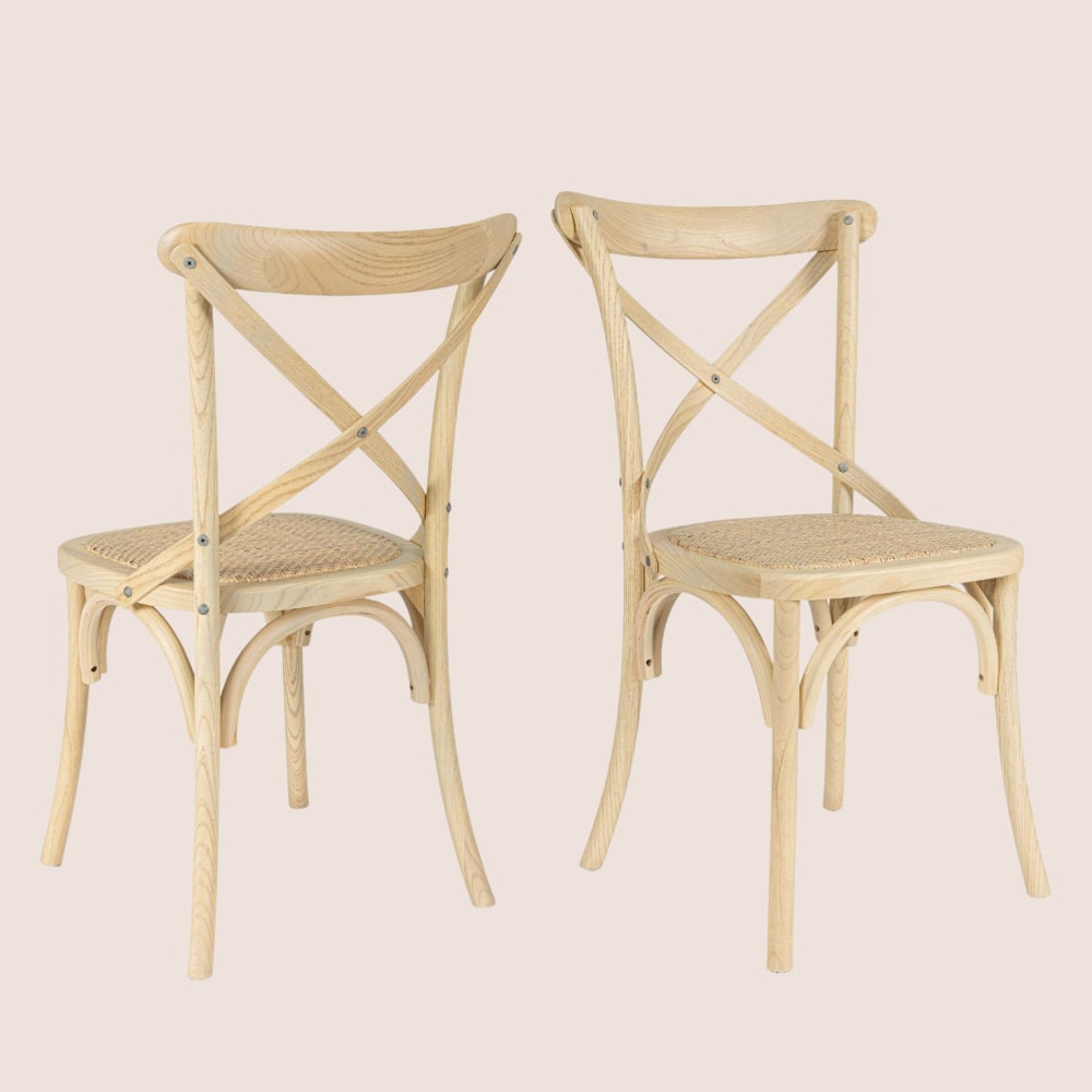 lot de 2 chaises bistrot en rotin