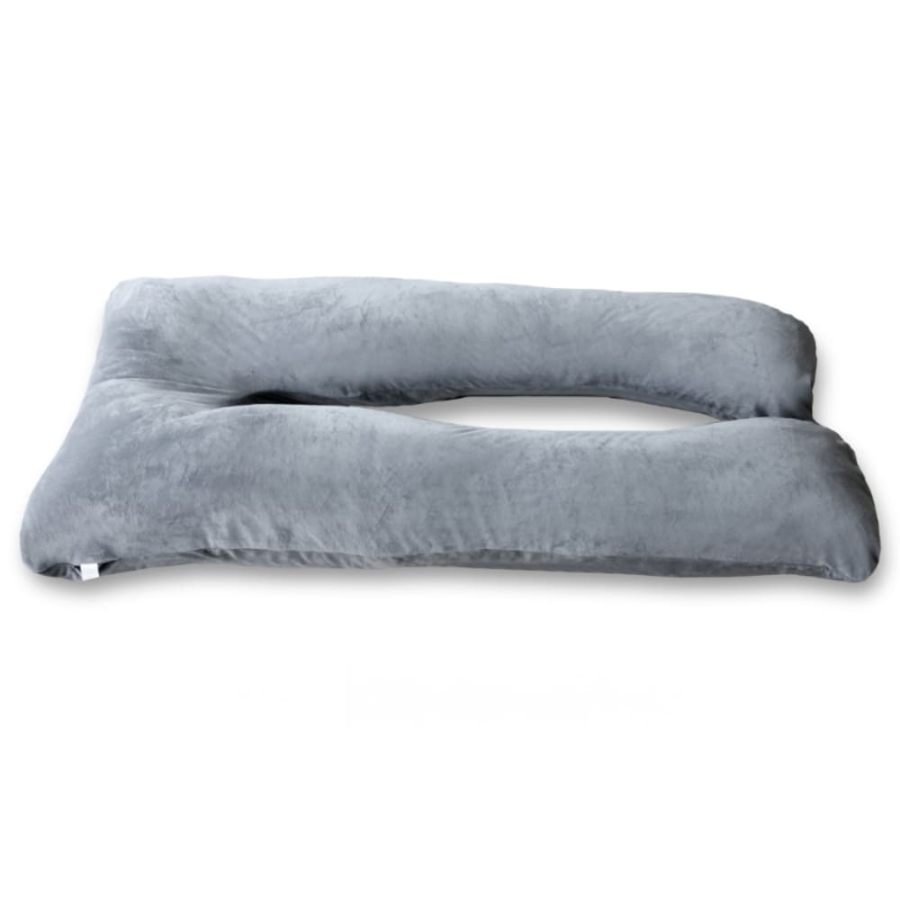 Coussin de grossesse déhoussable en velours 140x80 cm gris