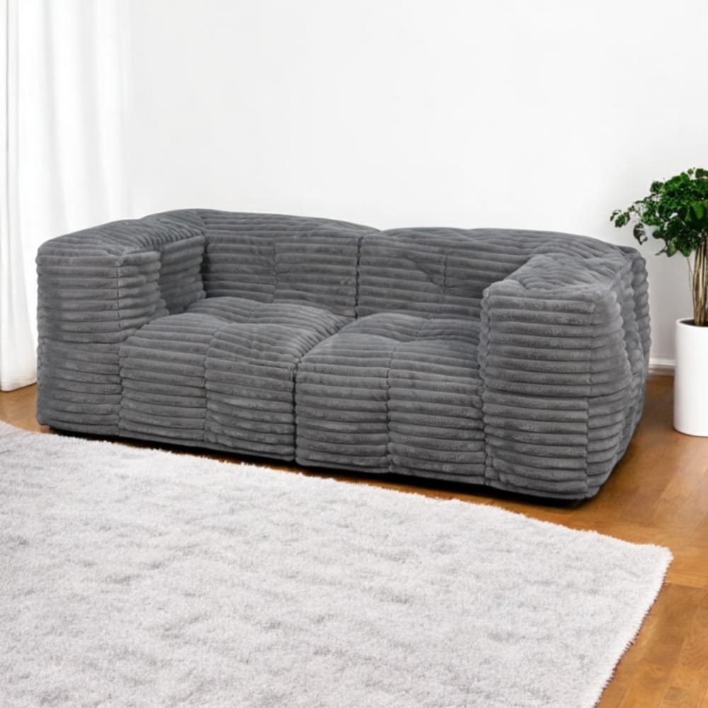 Canapé modulable fourrure côtelé 90x180 cm gris foncé