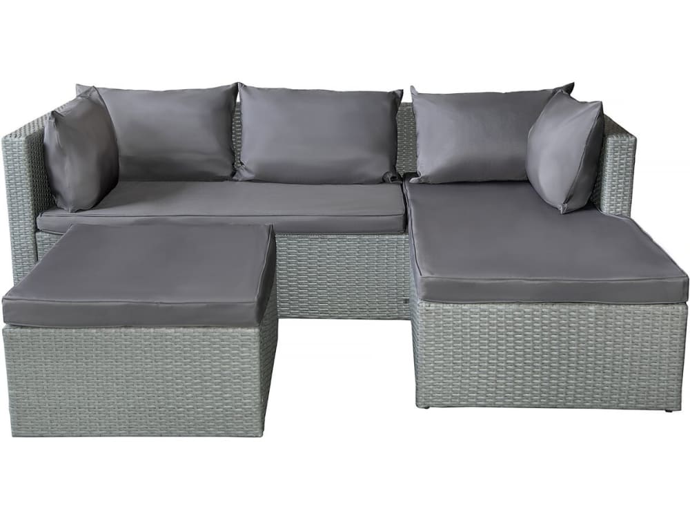Salon de jardin 3 places en résine tressée gris