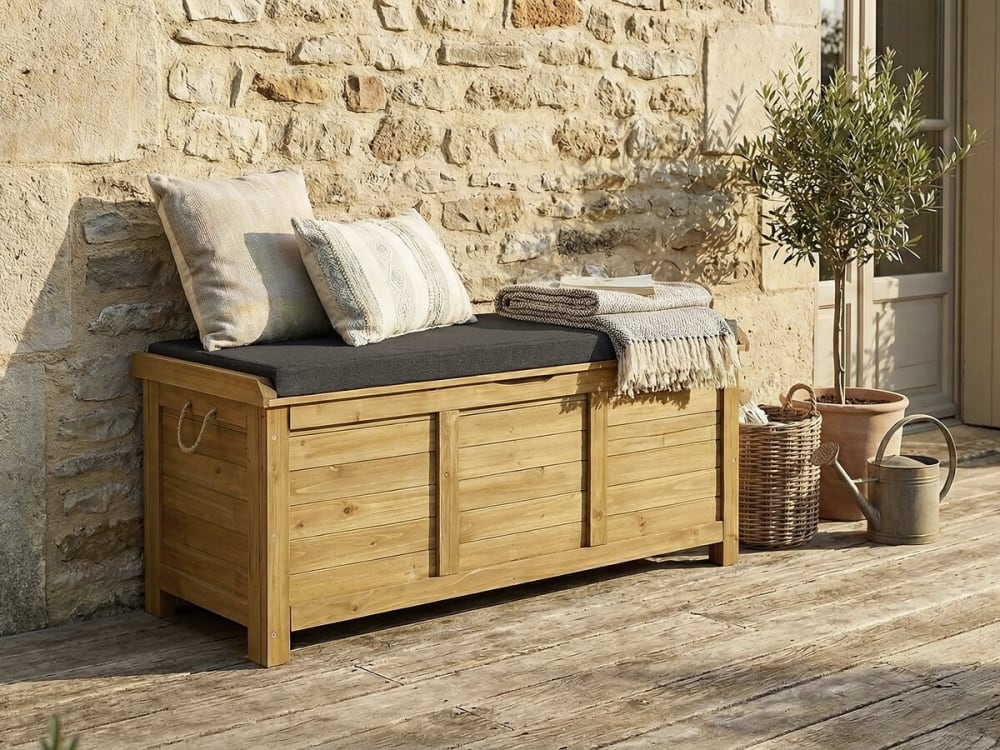 Gartentruhe aus Holz 125 x 60 x 54 cm  Braun - Maisons Du Monde