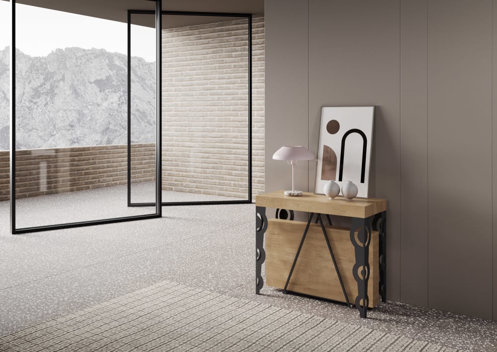 Console extensible 90x40/300 cm effet bois chêne nature