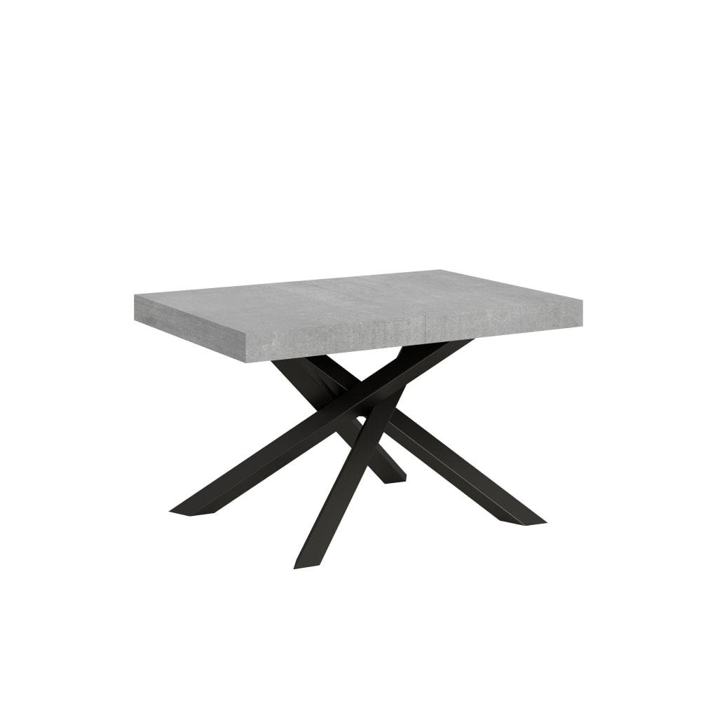 Itamoby Ausziehtisch 90x130/234 cm Zement mit Eisenrahmen aus Anthrazit style modern Grau Spanplatte