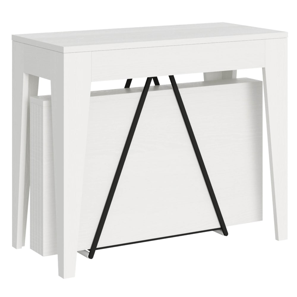 Console extensible 90x42/198 cm effet bois frêne blanc