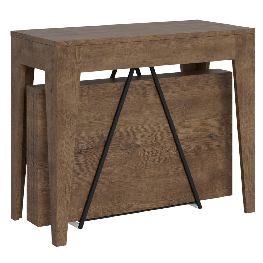 Ityhome Ausziehbarer Konsolentisch 90x42/302 cm in Holzoptik, Nussbaum style modern Braun Spanplatte