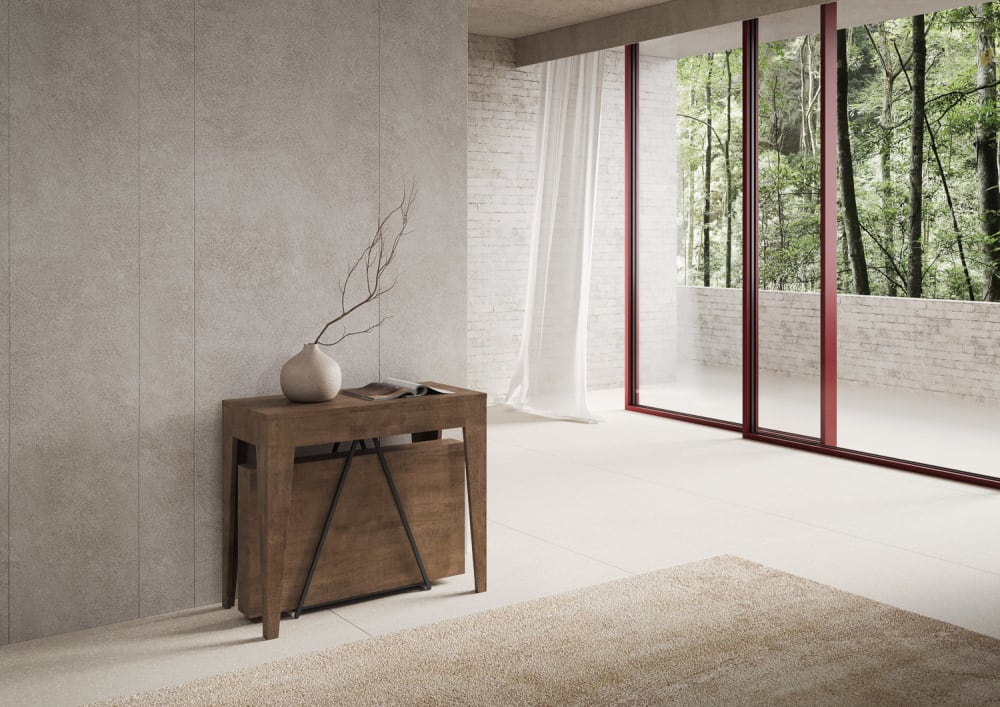 Ausziehbarer Konsolentisch 90x42/302 cm in Holzoptik, Nussbaum -