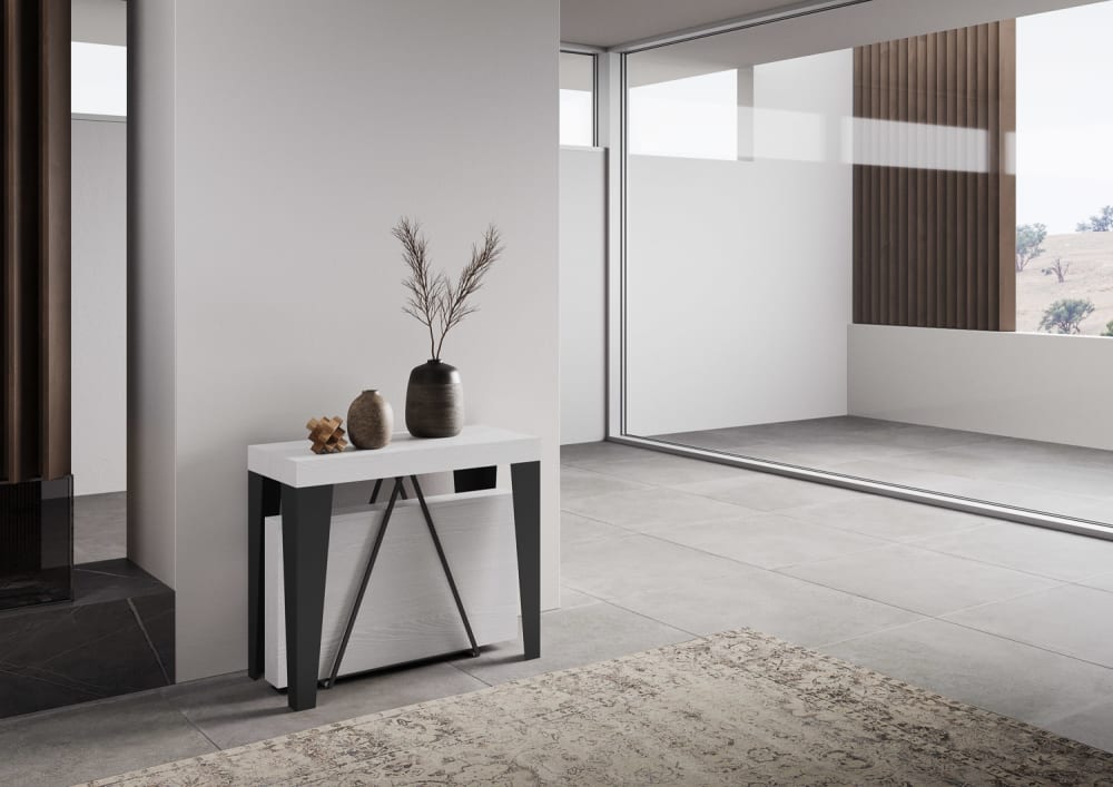 Console extensible 90x40/300 cm effet bois frêne blanc