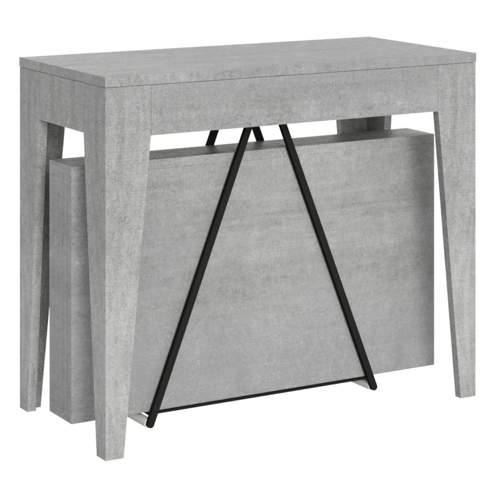 Console extensible 90x42/302 cm effet bois gris béton