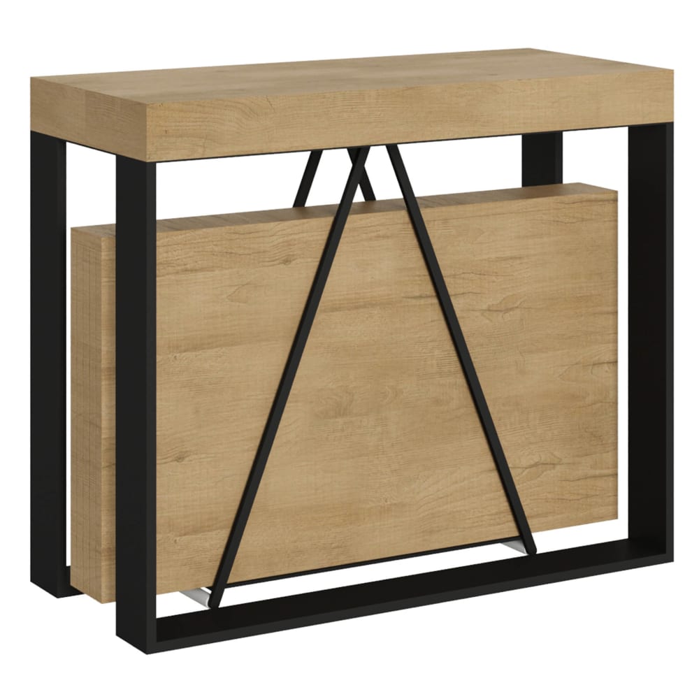 Ityhome Ausziehbarer Konsolentisch 90x40/300 cm in Holzoptik, Eiche Natur style modern Braun Spanplatte