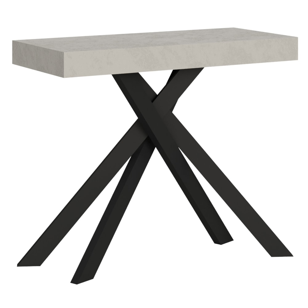 Ityhome Ausziehbarer Konsolentisch 90x40/300 cm in Holzoptik, Cashmere style modern Grau Spanplatte