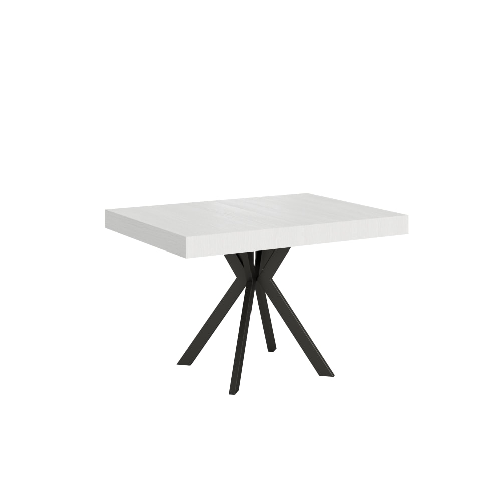 Table extensible 80x120/204 cm effet bois frêne blanc