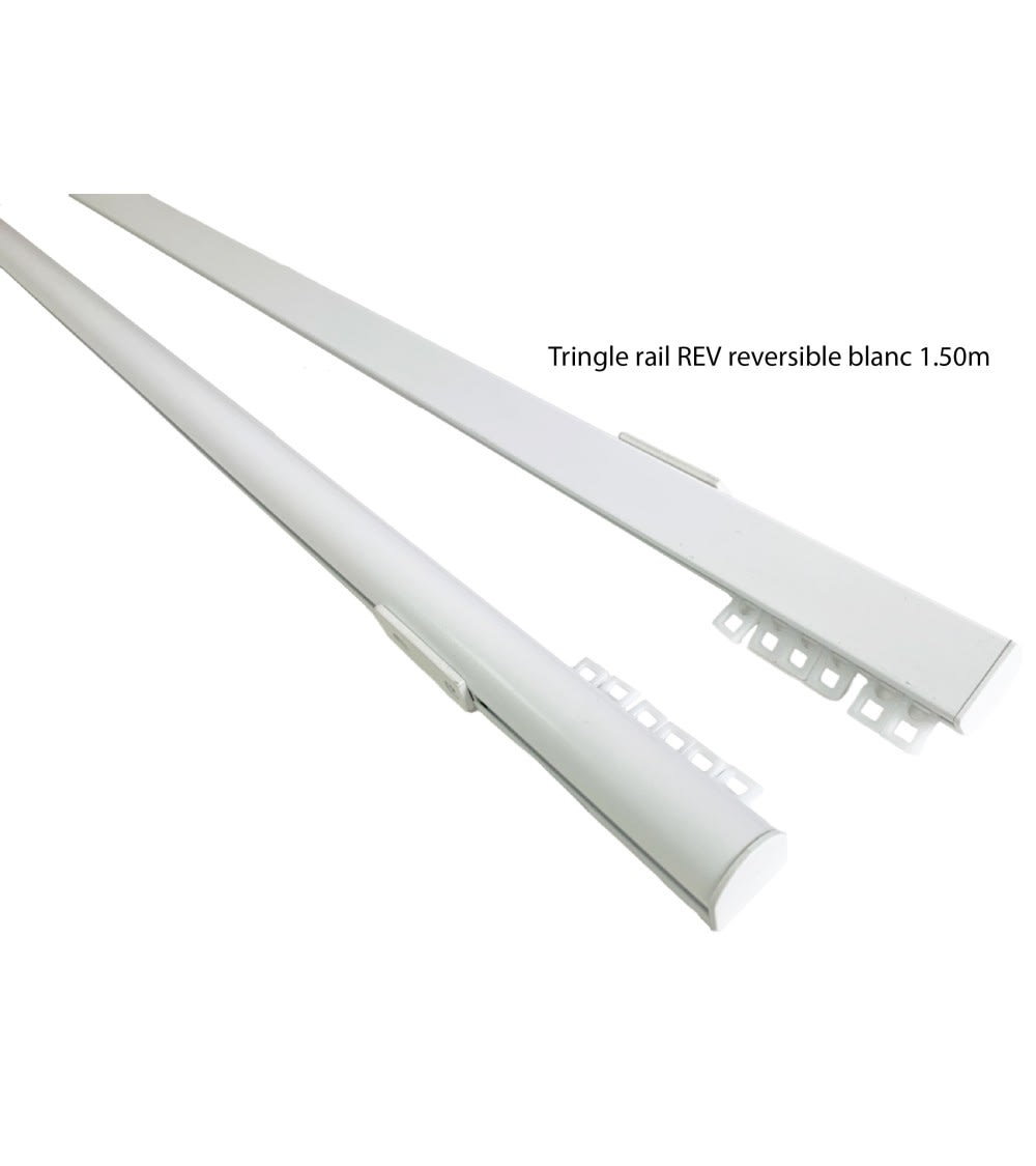 Tringle rail réversible pour rideau en aluminium l 1.50 m blanc