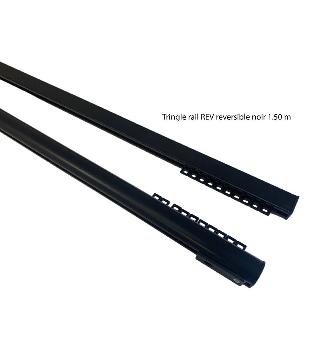 Tringle rail réversible pour rideau en aluminium l 1.50 m noir