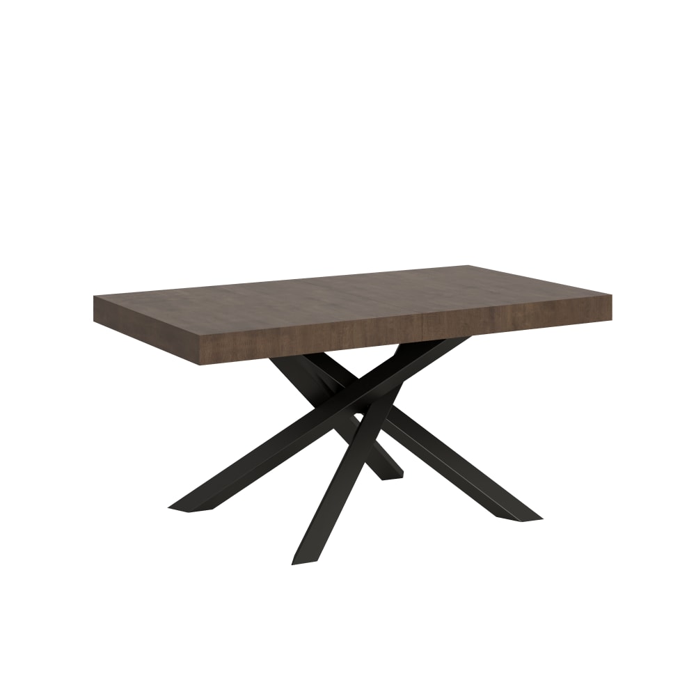 Itamoby Ausziehtisch 90x160/420 cm Nussbaum mit Eisenrahmen aus Anthrazit style modern Braun Spanplatte
