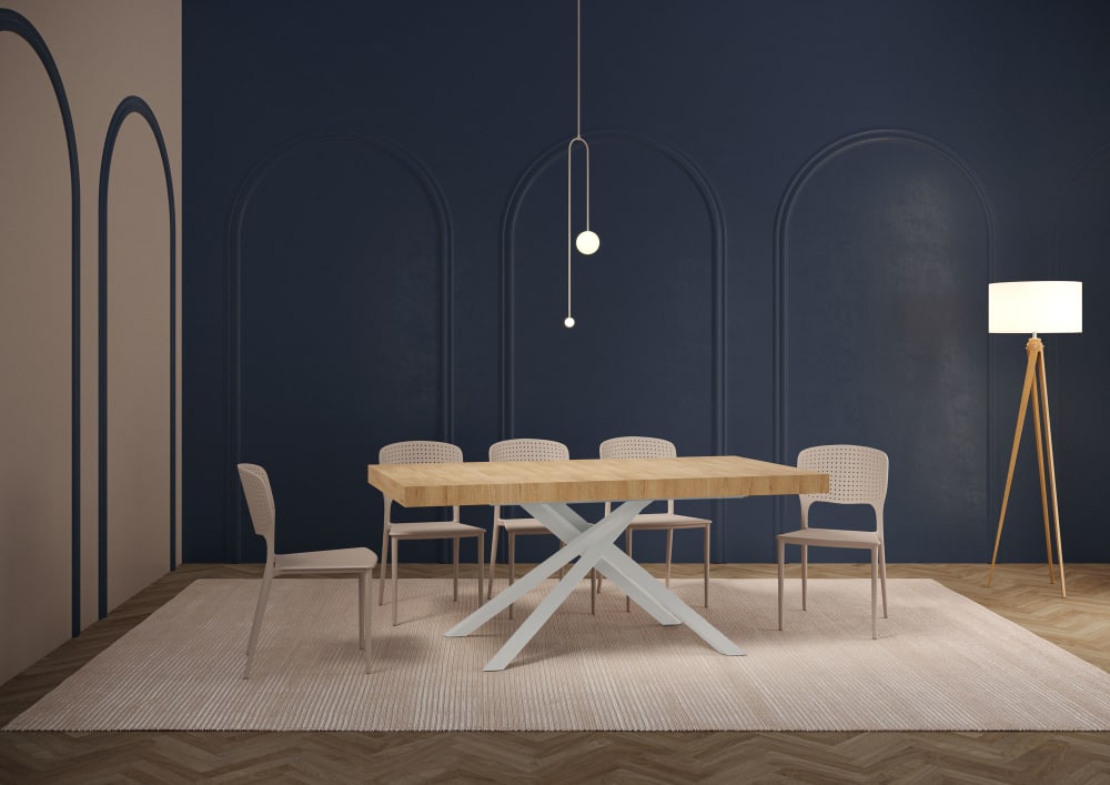 Table extensible 90x200/304cm effet bois chêne nature