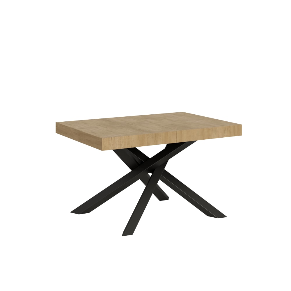 Itamoby Ausziehtisch 90x130/390 cm Eiche Natur mit Eisenrahmen aus Anthrazit style modern Braun Spanplatte