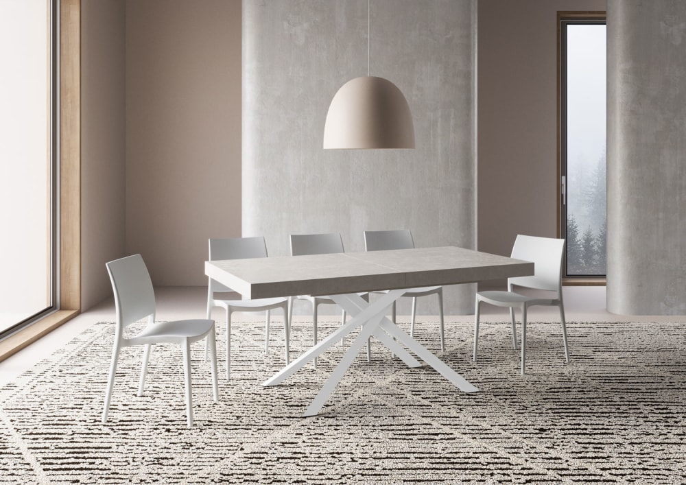 Ausziehtisch 90x180/284 cm Cashmere mit weißem Eisenrahmen -