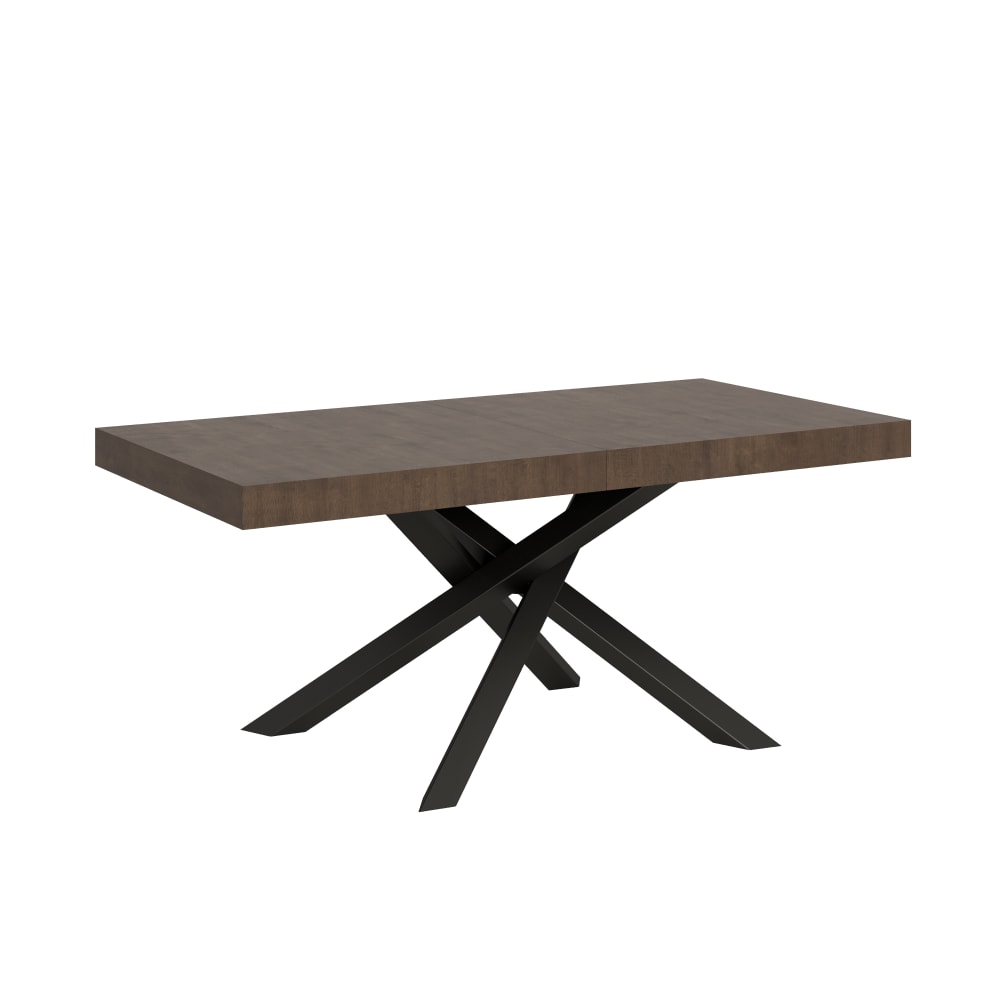Itamoby Ausziehtisch 90x180/440 cm Nussbaum mit Eisenrahmen aus Anthrazit style modern Braun Spanplatte