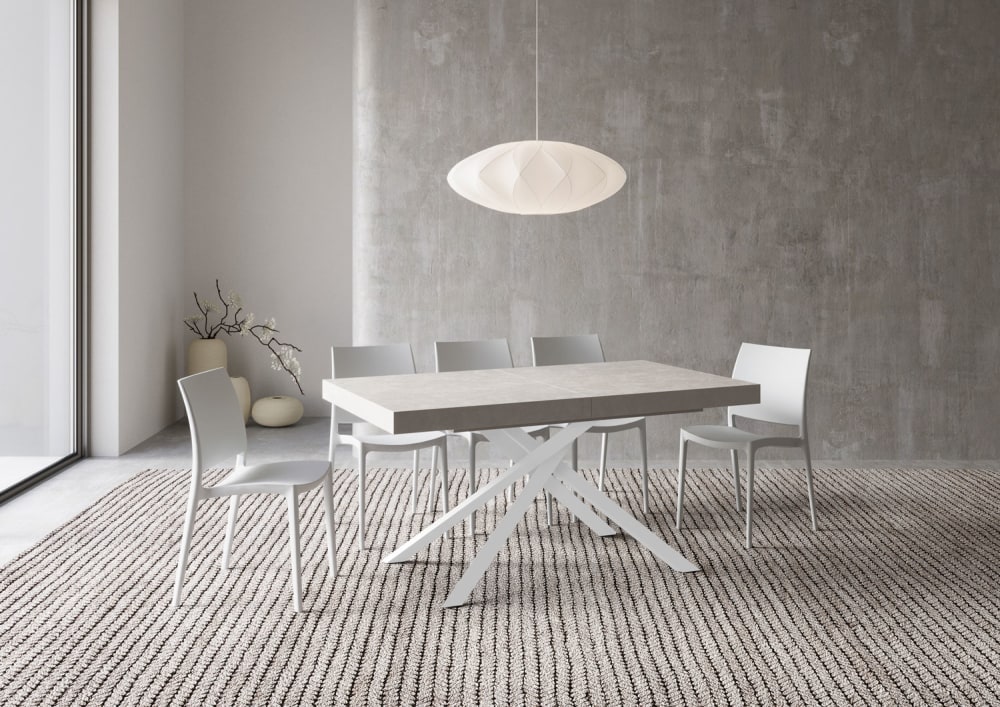 Ausziehtisch 90x160/264 cm Cashmere mit weißem Eisenrahmen -