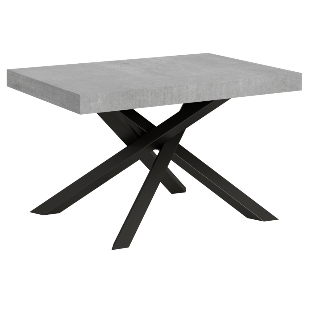 Itamoby Ausziehtisch 90x130/390 cm in Holzoptik Zementgrau, Eisen style modern - Spanplatte