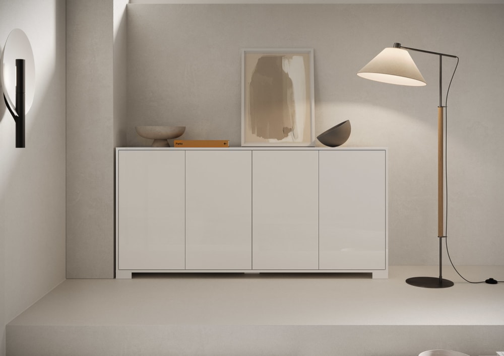 Sideboard 4 Türen 172x40x83 cm, glänzendes Weiß - Maisons Du