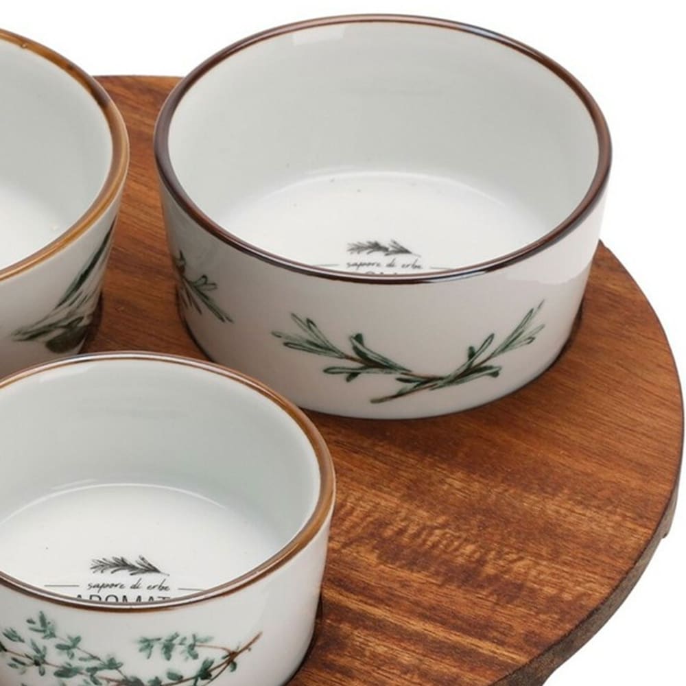 Plateau apéritif avec 3 bols en porcelaine - Maisons du Monde