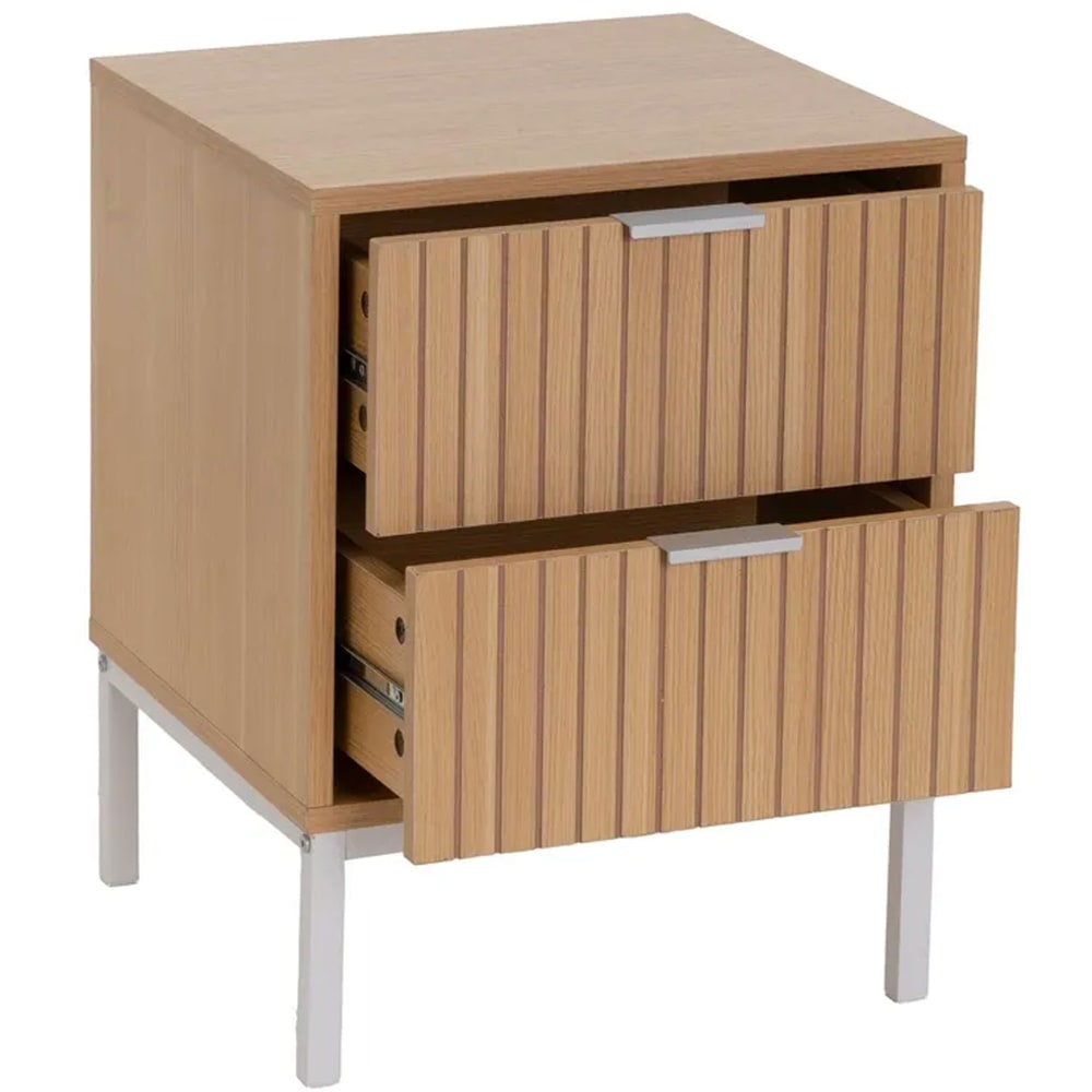 Table de chevet en bois et métal blanc 2 tiroirs 40x40x52cm - Maisons du Monde
