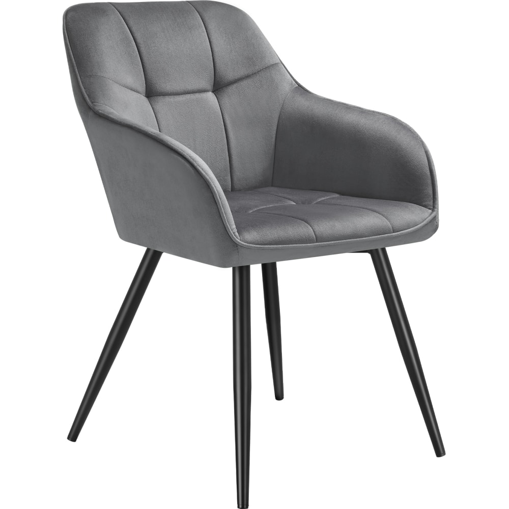 Chaise rembourrée en velours matelassé avec dossier continu gris/noir