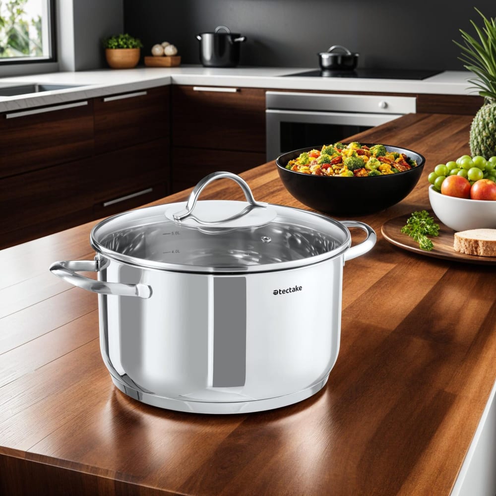 bateria de cocina 7 piezas 1 cazo 3 ollas y tapas cocina induccion