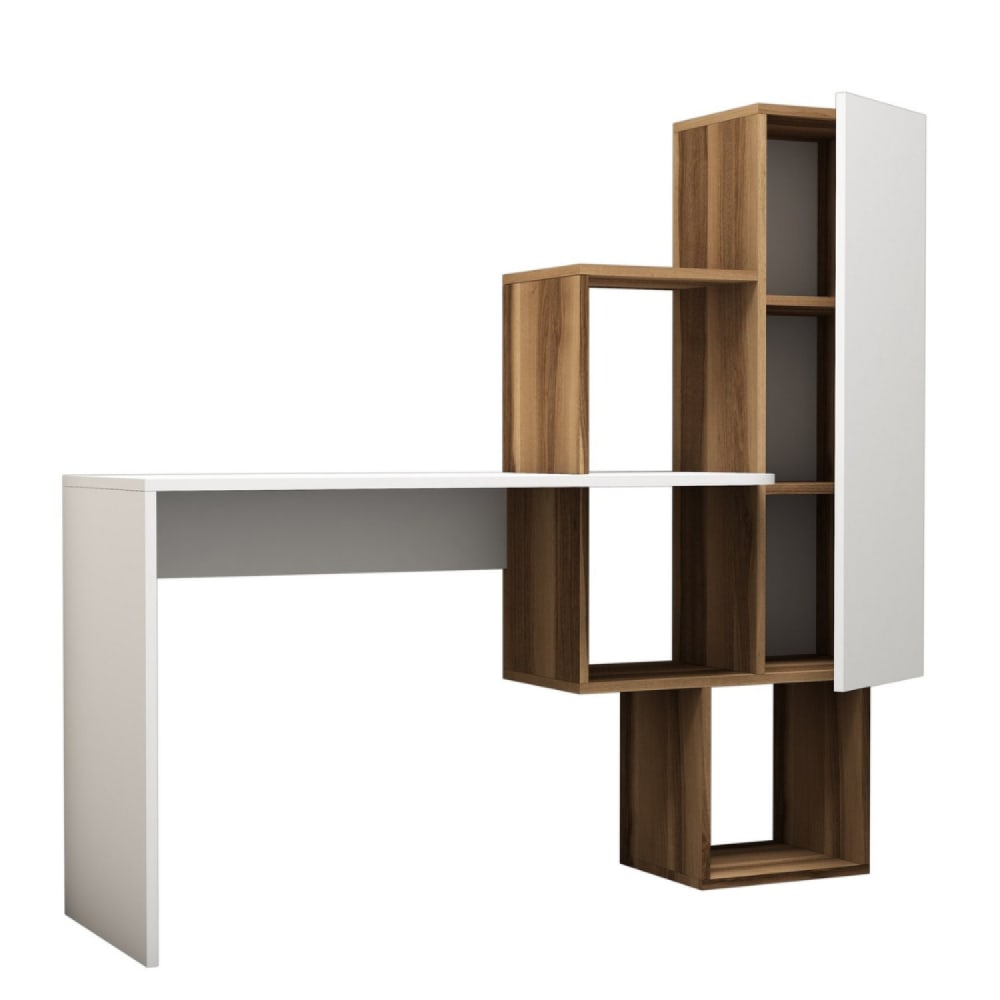 Concept Usine Funktionaler Schreibtisch mit 6 Staufächern – Holz und weiß style modern - Holz