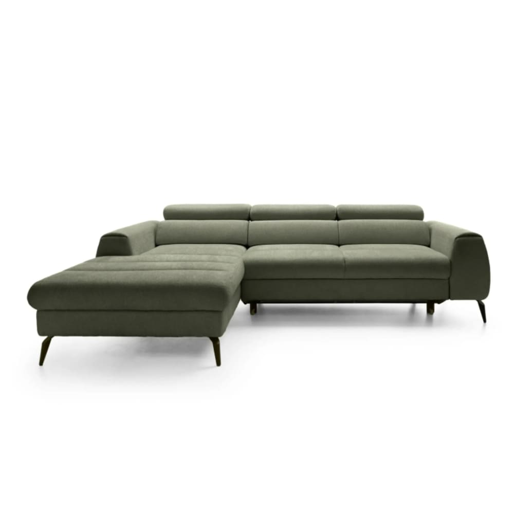 Canapé d'angle tissu chiné vert 4 places