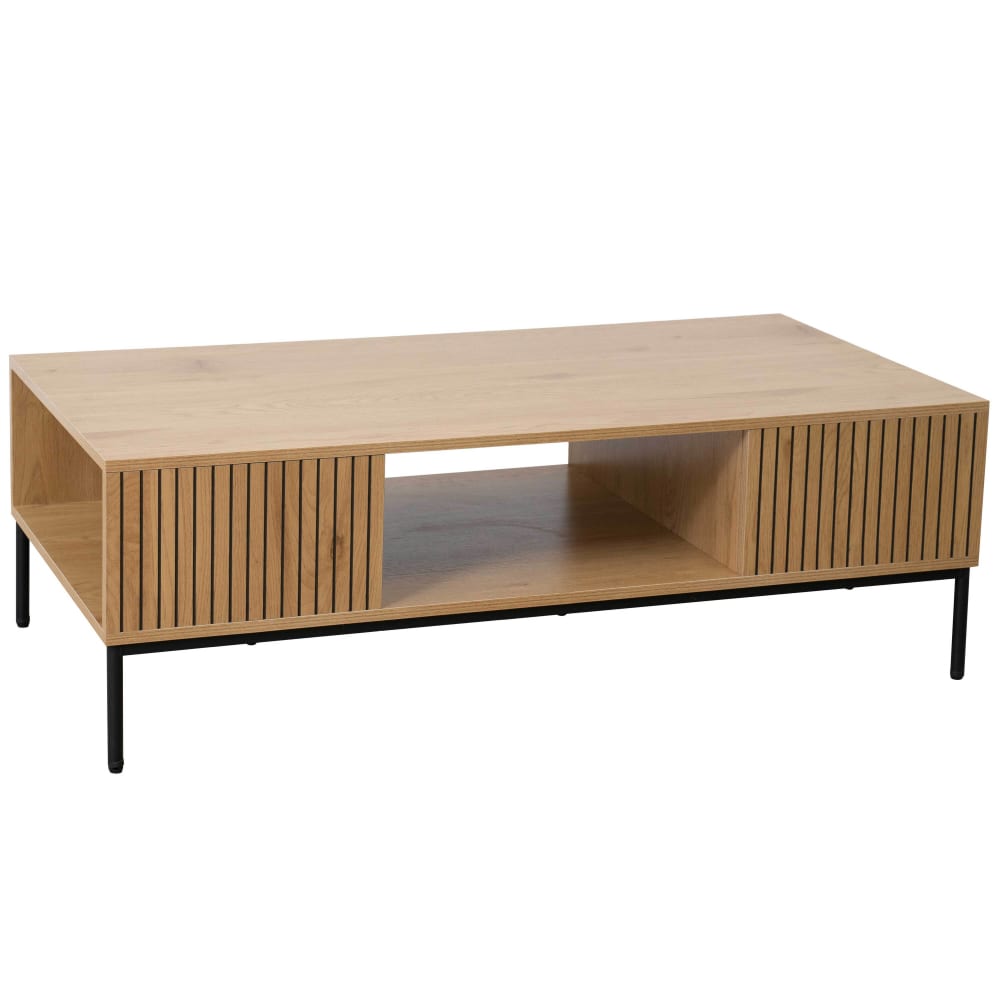 Mesa de centro de acero y MDF con decoración en melamina 120 cm beige