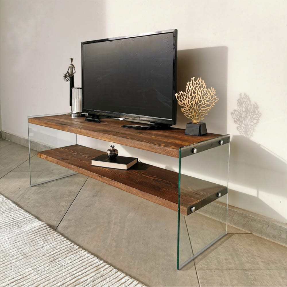 Concept Usine Modernes TV-Möbel aus Glas und Holz 120 cm style modern Braun Holz