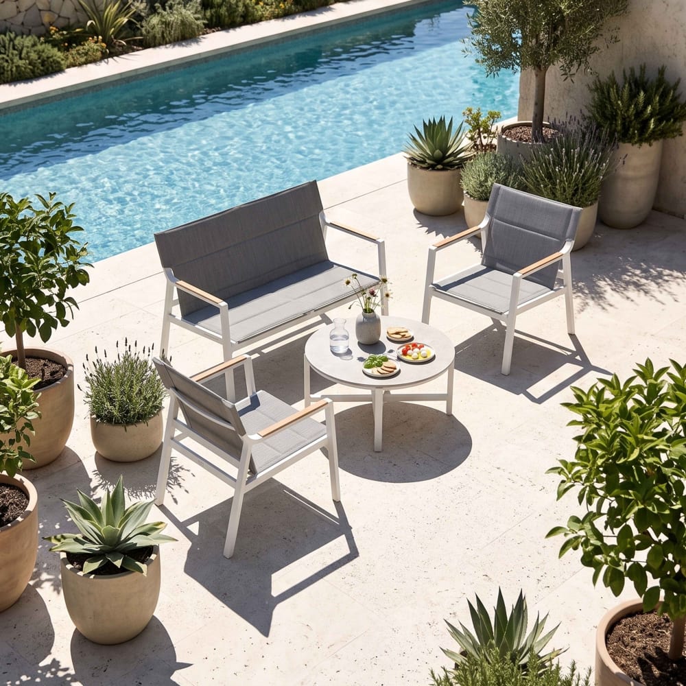 Salon de jardin 4 places en aluminium blanc - Maisons du Monde