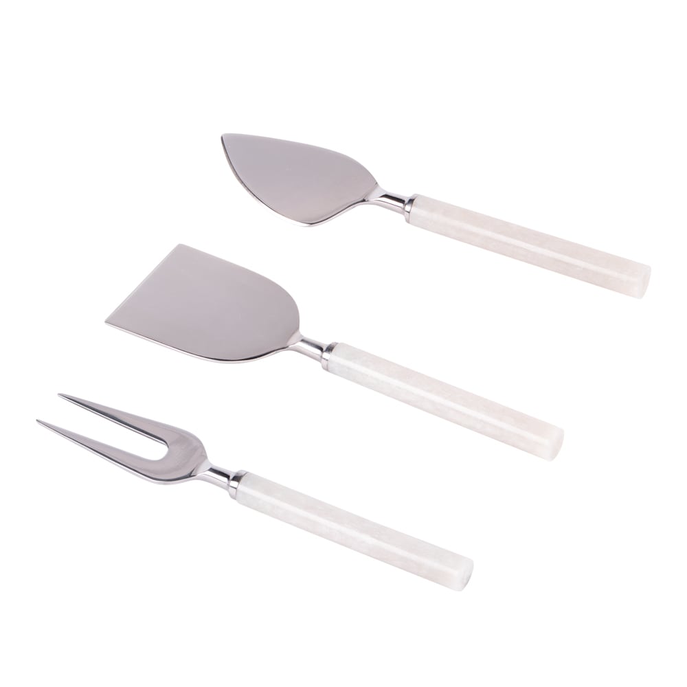 Service de 3 couteaux à fromage  blanc en acier inoxydable (inox)