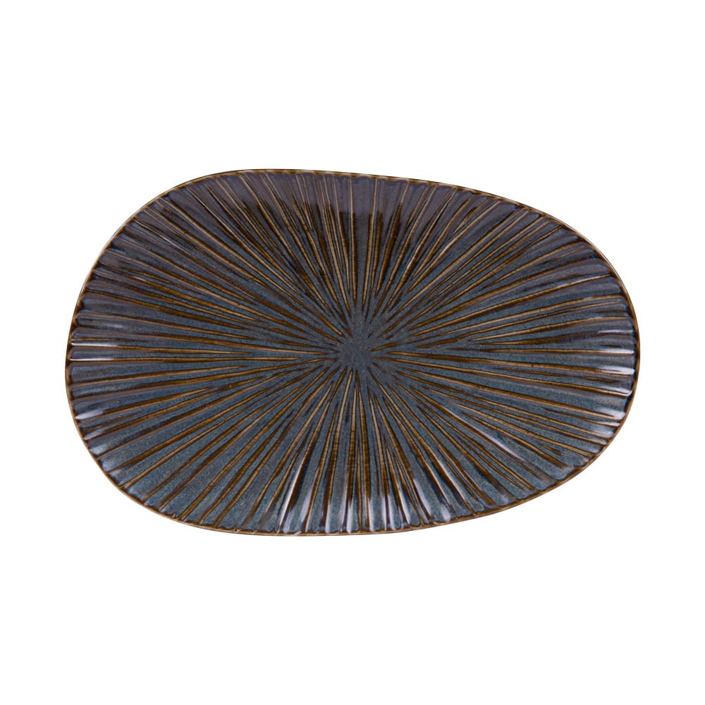 Plat organique liv 31x20 cm bleu en porcelaine Plat organique liv 31x20 cm bleu en porcelaine