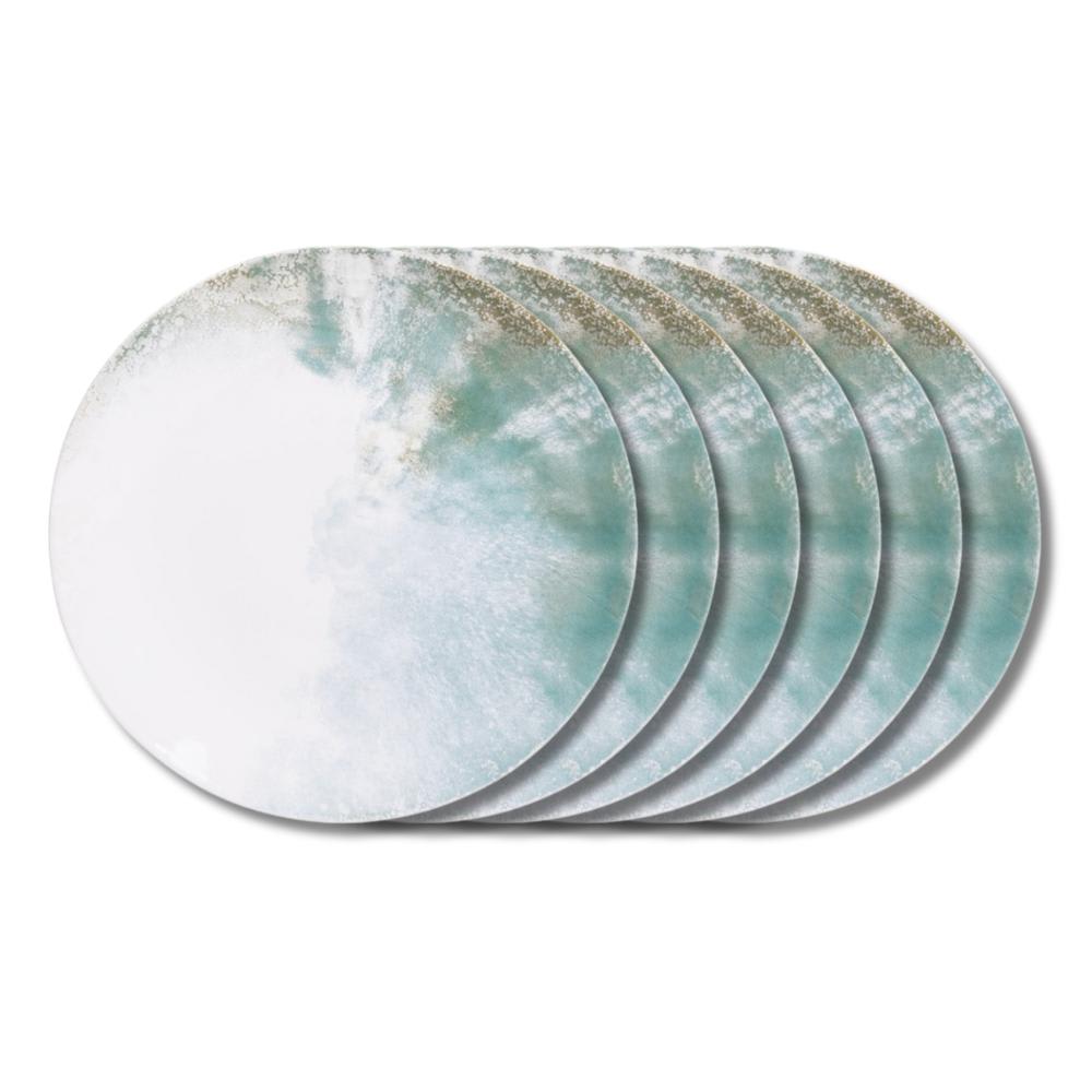 Lot de 6 assiettes plates bleues en grès 27 cm Lot de 6 assiettes plates bleues en grès 27 cm
