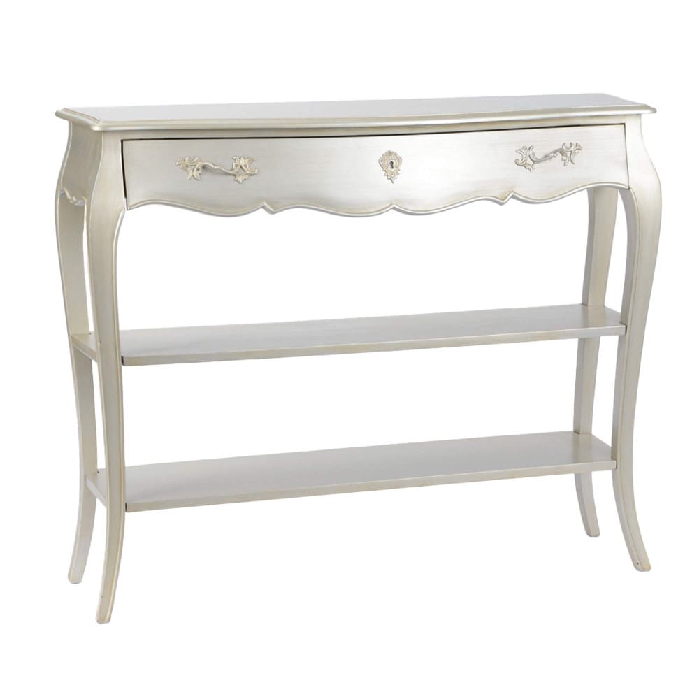 Grande console argentée 1 tiroir et 2 niveaux Murano 110x30 argent /