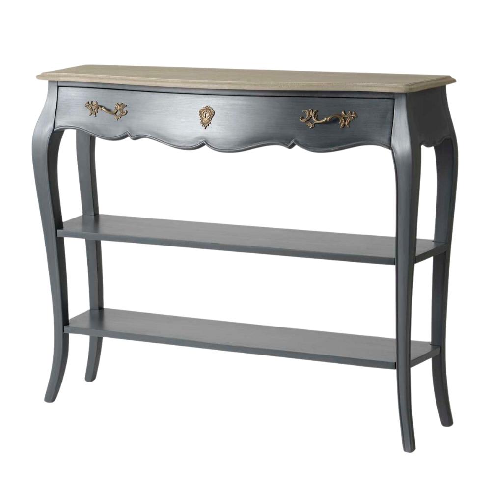 Console 1 tiroir 2 niveaux   110x30 Chêne gris en bois