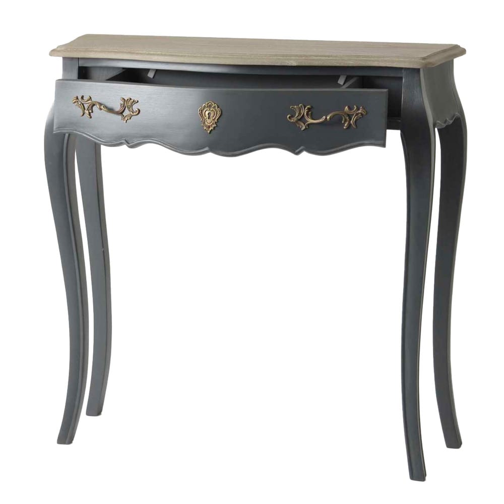 Console 1 tiroir en chêne l80 cm murano céleste gris en bois de - Maisons du Monde