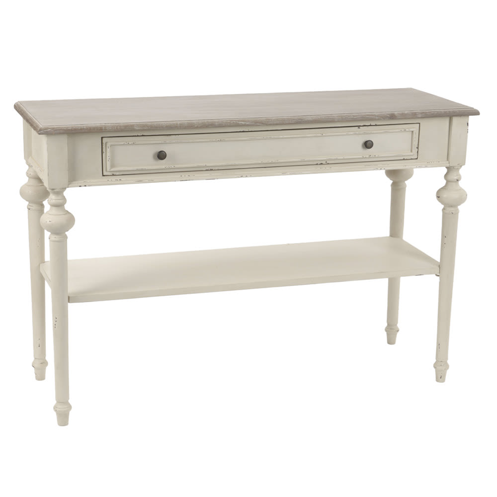 Console double Légende blanc en bois