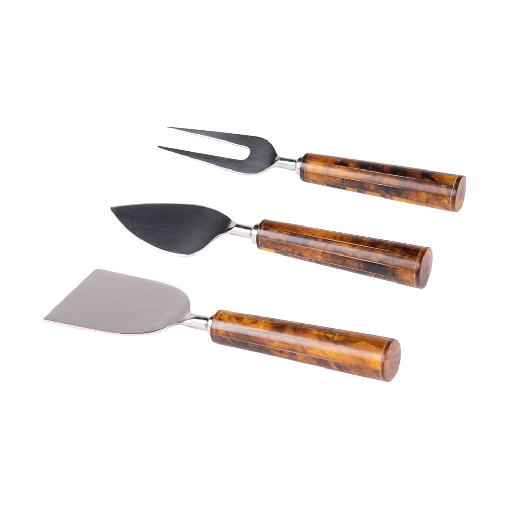 Service à fromage avec 3 couteaux sabaï marron en métal