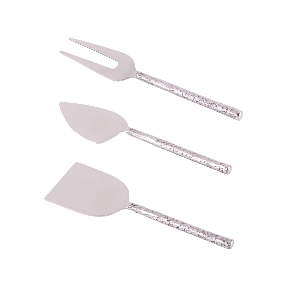 Service de 3 couteaux à fromage argent en métal