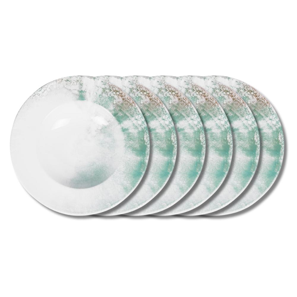 Lot de 6 assiettes à pâtes 27 cm bleuses en grès