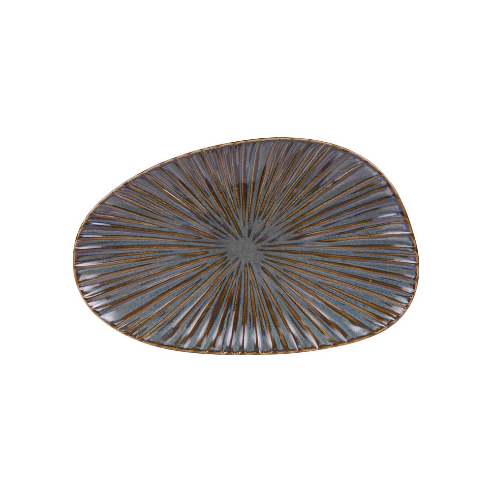 Plat organique liv 26x16 cm bleu en porcelaine Plat organique liv 26x16 cm bleu en porcelaine
