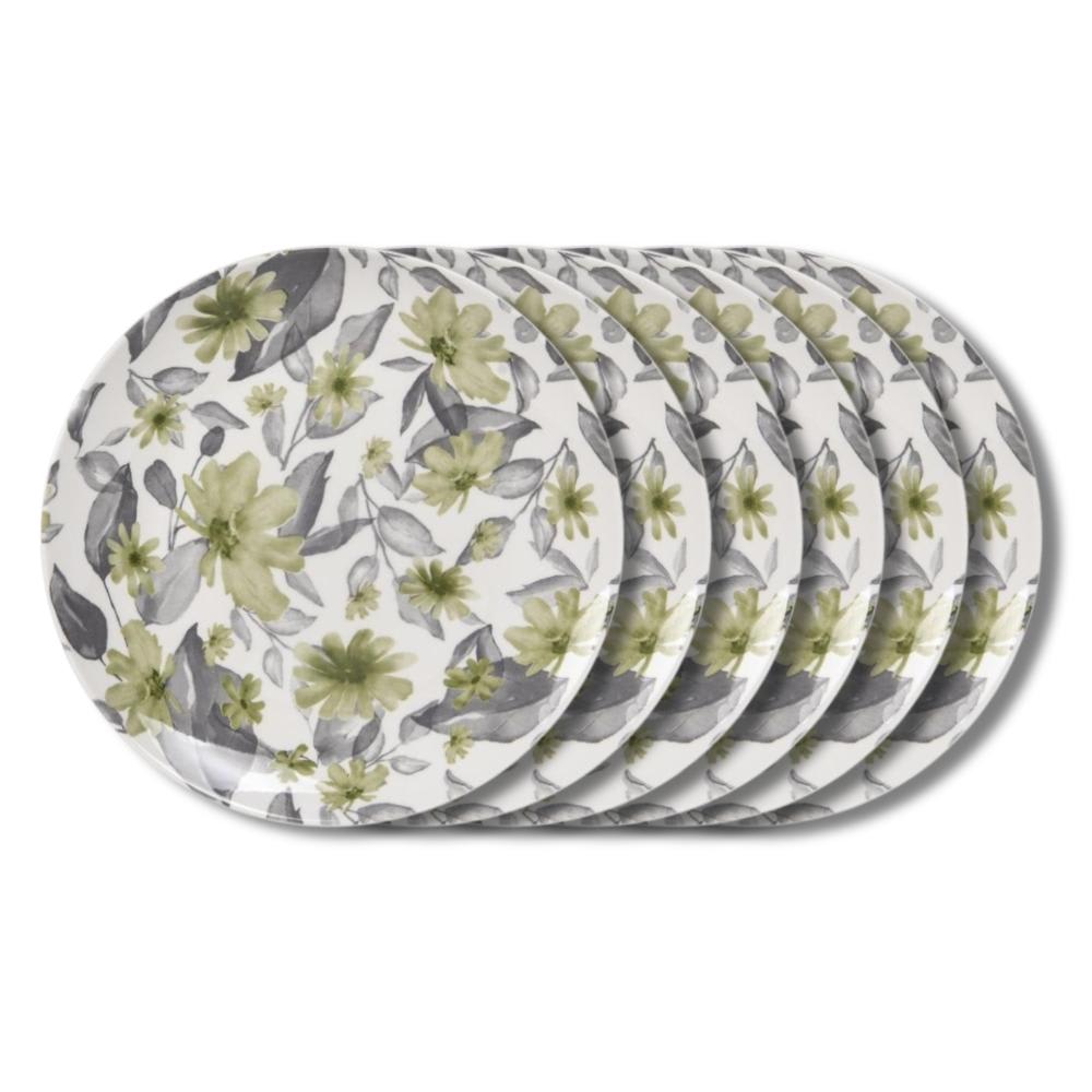 Lot de 6 assiettes plates vertes en porcelaine 27 cm Lot de 6 assiettes plates vertes en porcelaine 27 cm