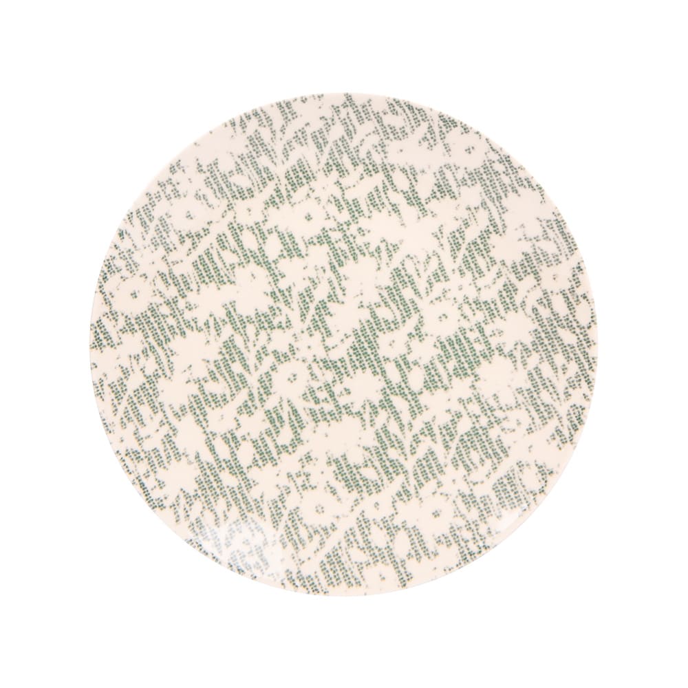 Lot de 6 assiettes plates fleuries vertes en grès 27 cm