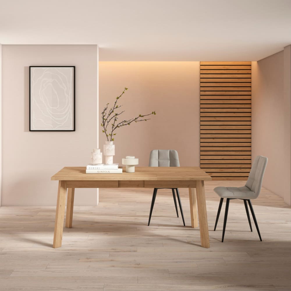 Skraut home Esstisch Holzeffekt 167x90x75cm Eiche style modern Beige Spanplatte