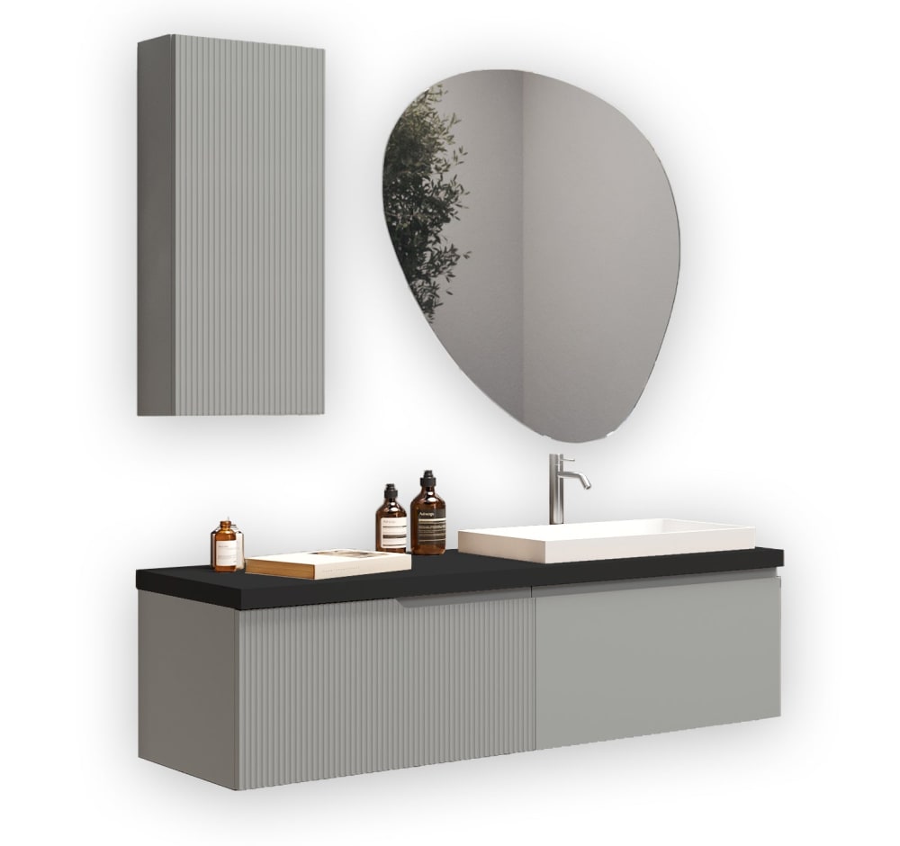 mueble de bano 6 piezas en mdf gris mate